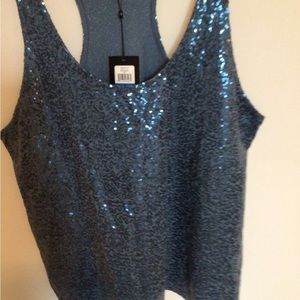 NWT DKNY sequin cool blue tank XL